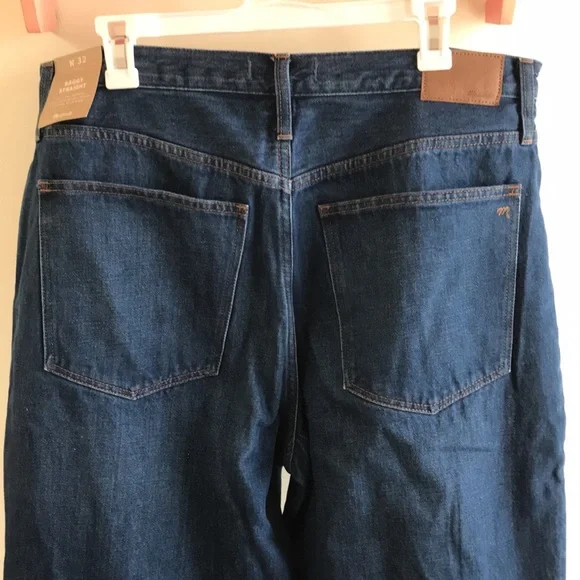 NWT Madewell sz 32 jeans Baggy straight Dark Worn Indigo Wash New unworn jeans